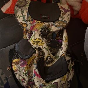 Sakroots Multi-Color Floral Canvas Backpack with Black Trim